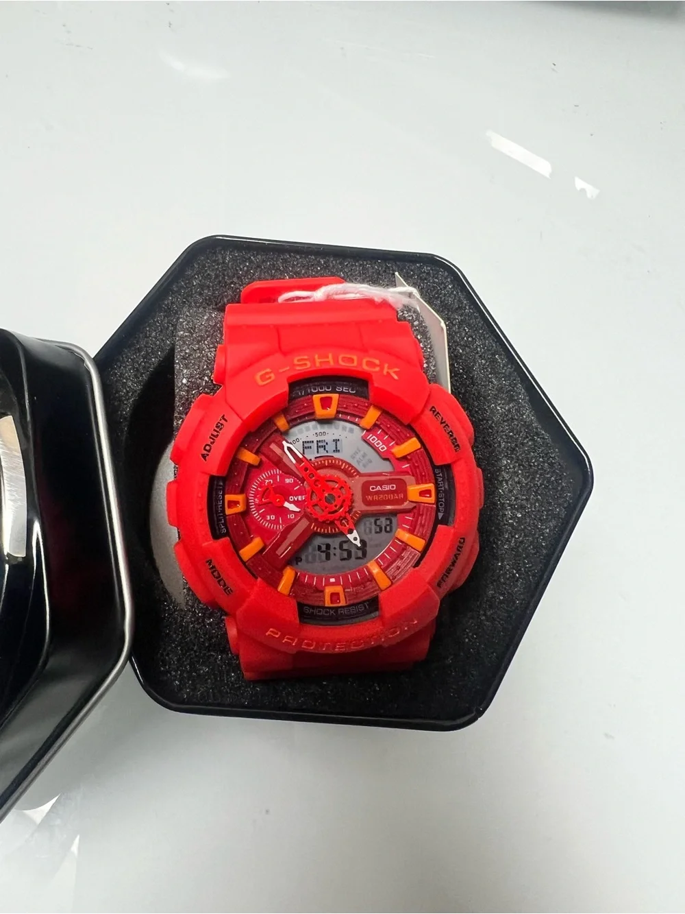 G-Shock Red Watch with Yellow Accents